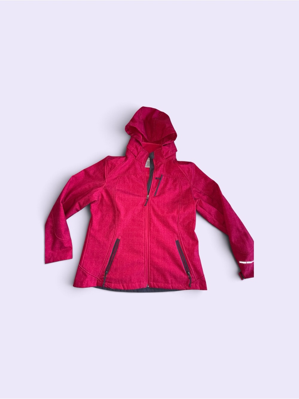 Free Country Jacket Womens L Red Fleece Lined Soft Shell Full Zip and Hooded